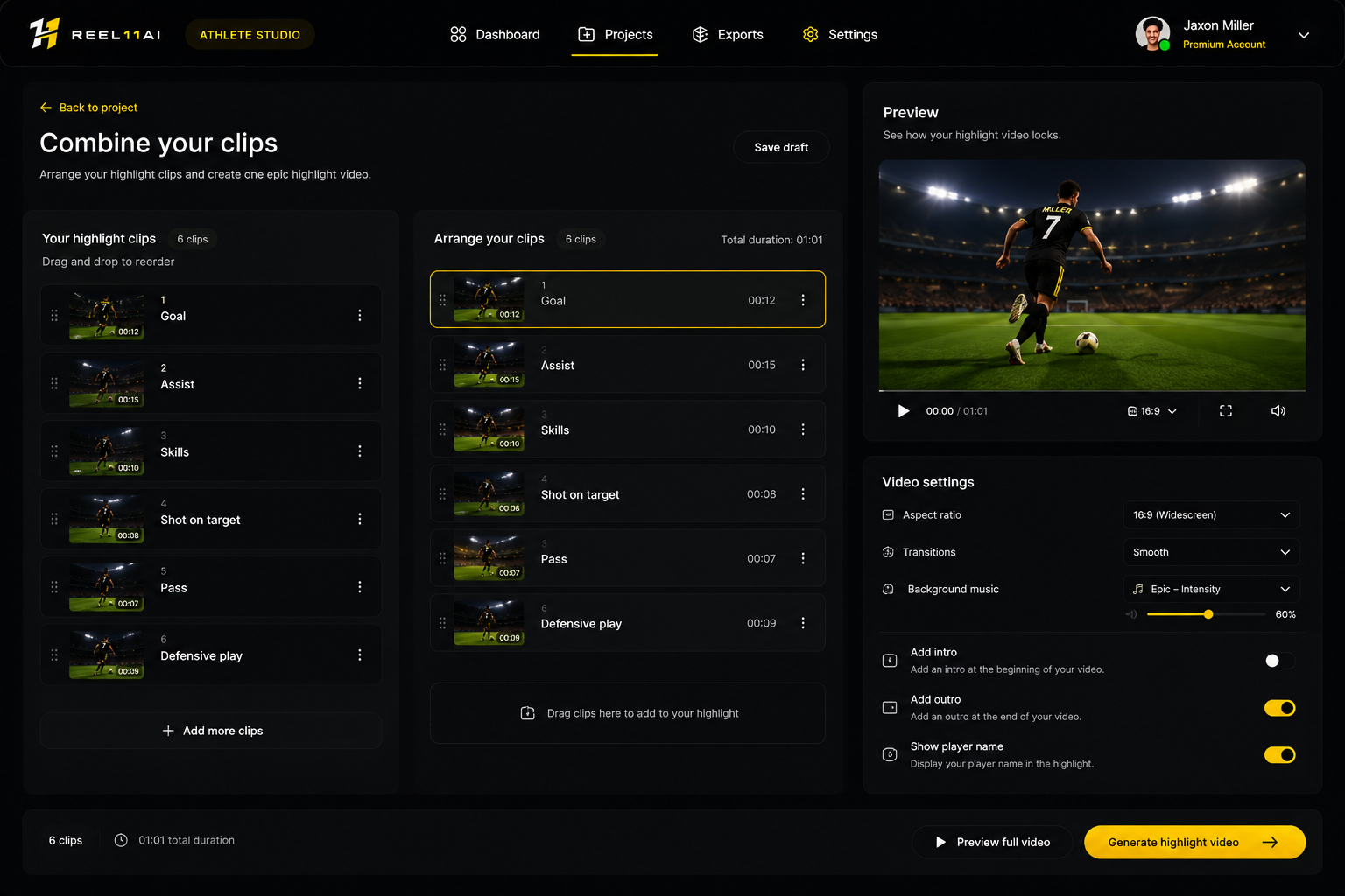 Combine your clips interface