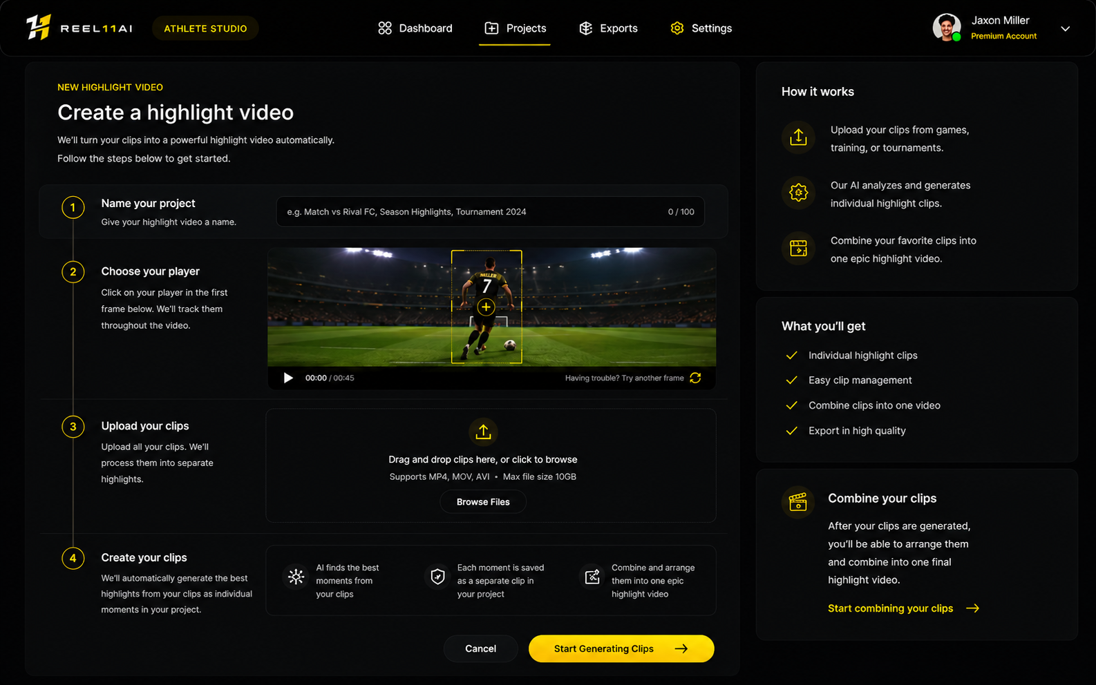 Create highlight video interface