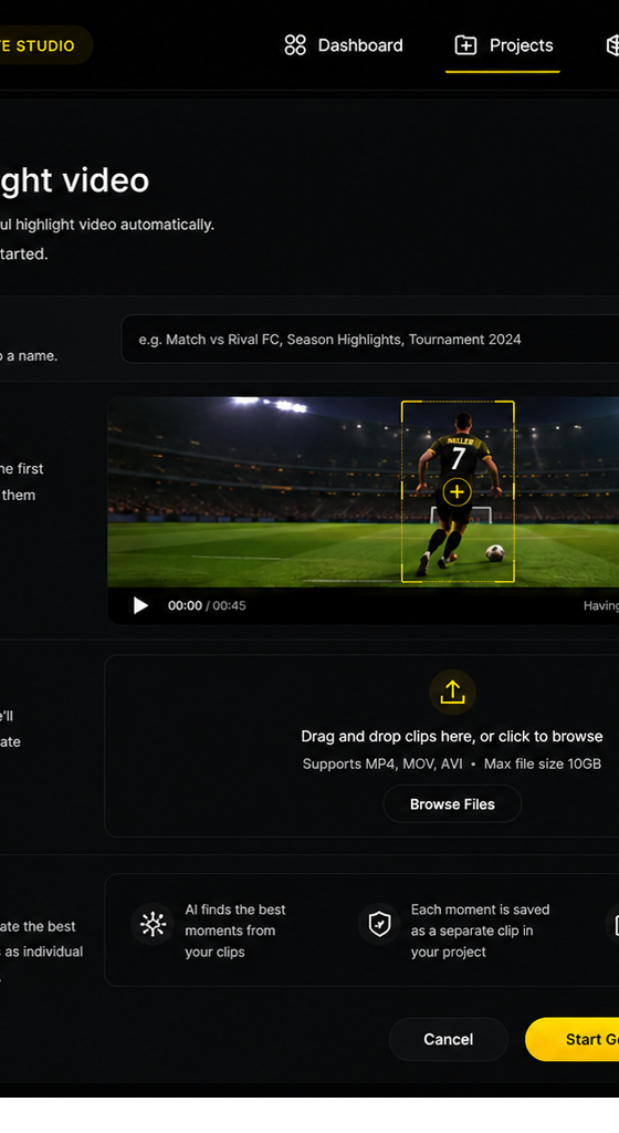 REEL11 AI create highlight screen